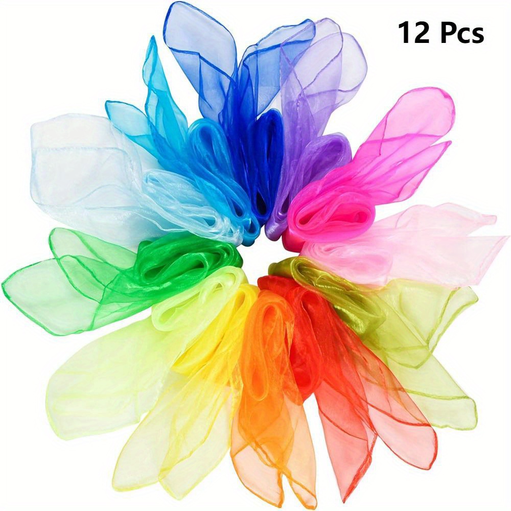 Silk Scarf Square - 10 個/12 個新スタイルスクエアジャグリングシルクダンススカーフ手品パフォーマンス小道具アクセサリー運動スカーフ
