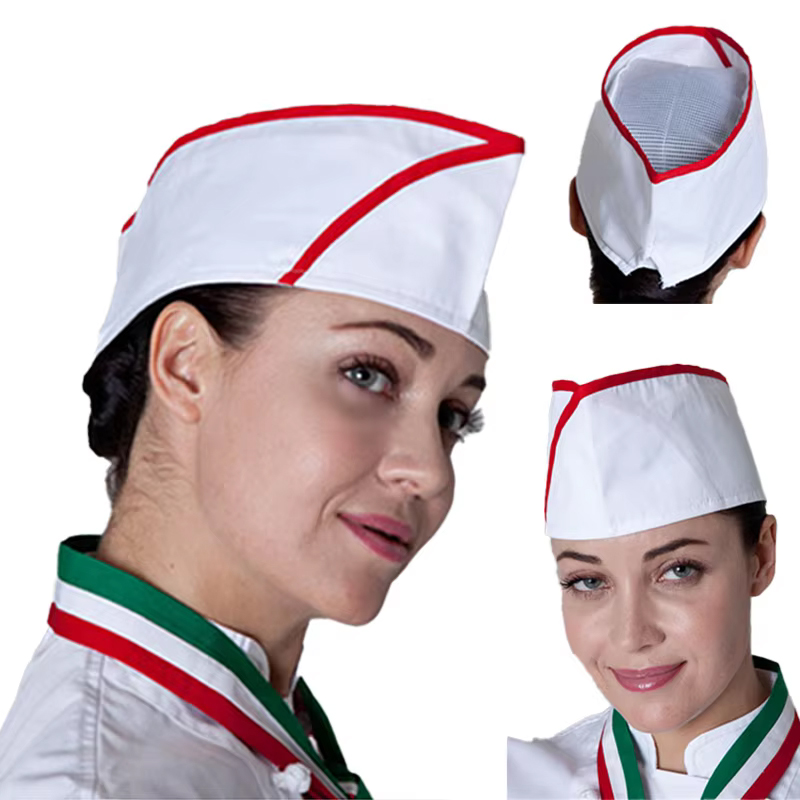 Women Kitchen Accessories - ケータリングシェフ用ボーターハット、レストランや厨房で使用する調理師用帽子、日本料理や韓国料理の帽子、カフェテリアやレストランで働くスタッフ用のネット付きフラットキャップ、ウェイター用。