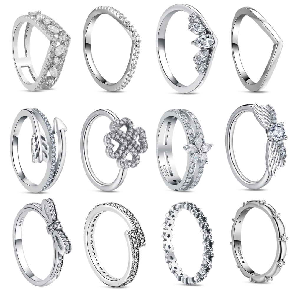 Women Accessories Sale - ホットセール 925スターリングシルバー製オリジナルリング アロー 四つ葉のクローバー クラシックデザイン DIYスタッキング