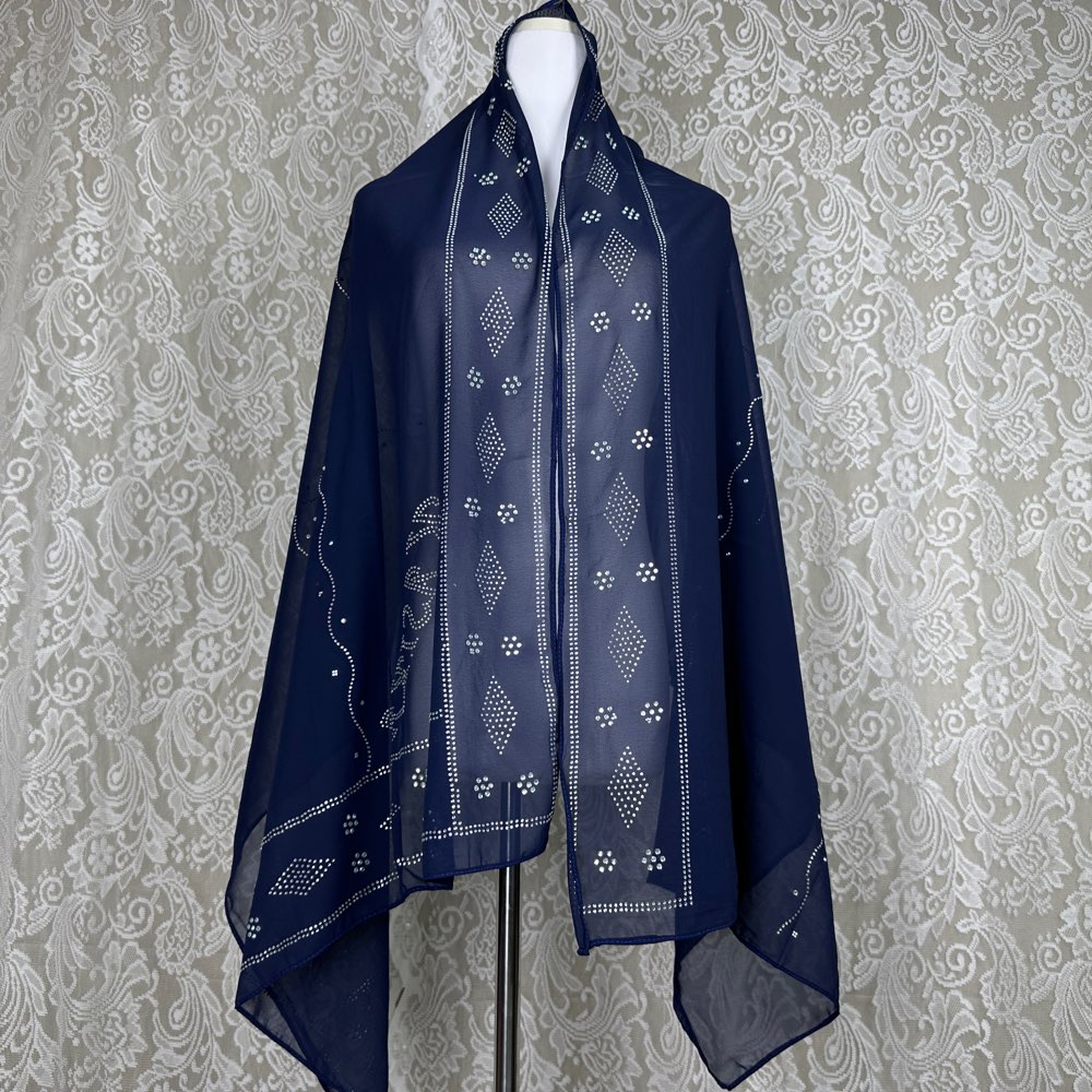 Women Accessories Dubai - 2026年新作 小さめ70x180cm シフォン生地の新しいアフリカネットヒジャブスカーフ、ムスリム女性用、アフリカ・ドバイ・イスラムヘッドスカーフ、刺繍ショール