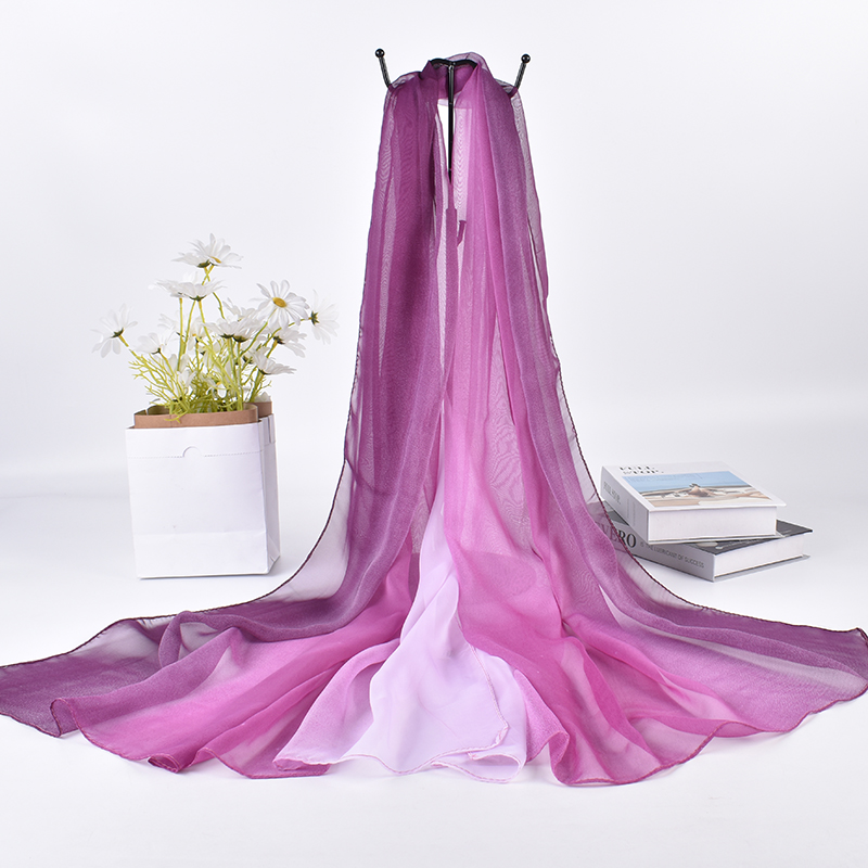 長いグラデーションシルクスカーフ、新しい3色、75x180c - Silk Scarf Square のレビューと価格