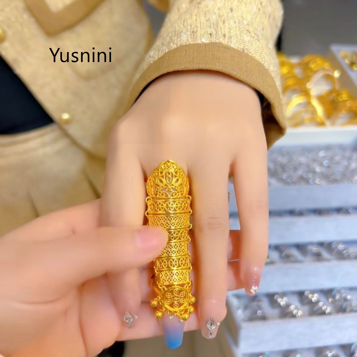 ホットセール中！新作ドバイジュエリー24K金メッキ中空エスニ - Women Accessories Dubai のレビューと価格