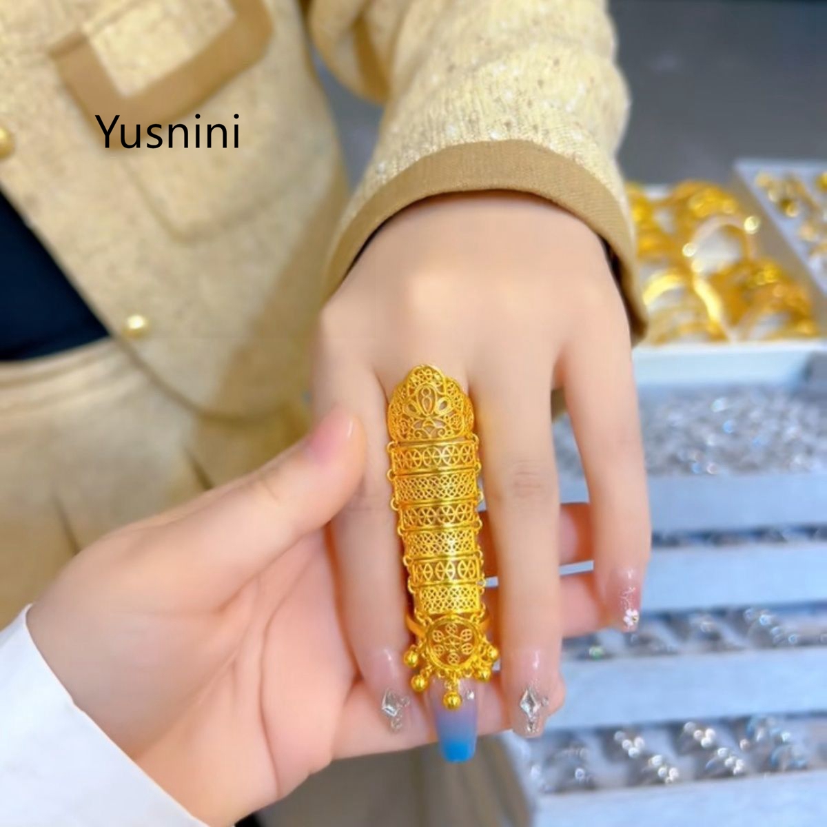 ホットセール中！新作ドバイジュエリー24K金メッキ中空エスニ - Women Accessories Dubai のレビューと価格