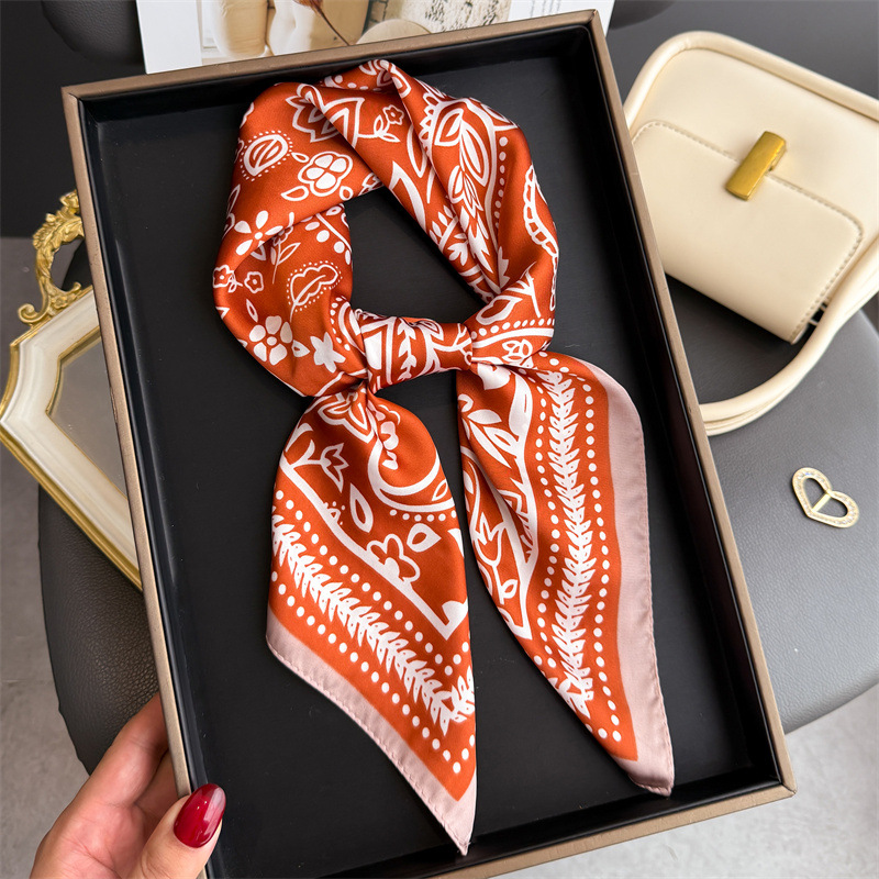 1Pc カシュープリントファッションシルクスカーフスクエアス - Silk Scarf Square のレビューと価格