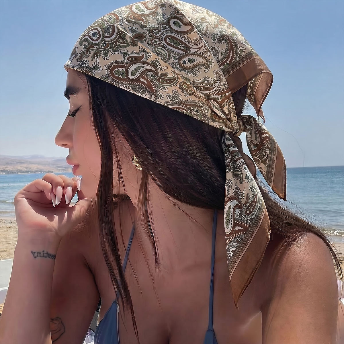 新デザインファッションスクエアシルクスカーフ女性ヘアバンドプ - Silk Scarf Square のレビューと価格