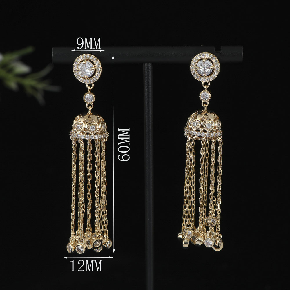 ロングジオメトリラウンドロングタッセルイヤリング女性の結婚式 - Women Accessories Dubai のレビューと価格